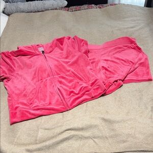 Juicy Couture Hot Pink Velour Hoodie and shorts set